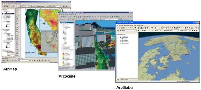 ArcMap, ArcScene, and ArcGlobe
